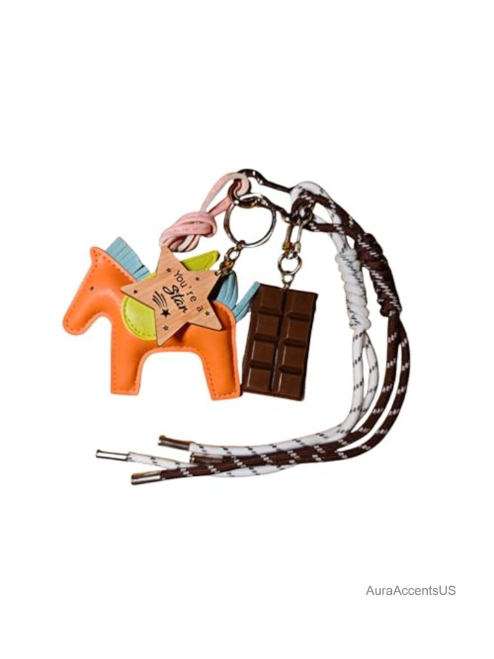 Rope Bag Charm Keychain Leather PVC Pendant Handbag Backpack Accessory